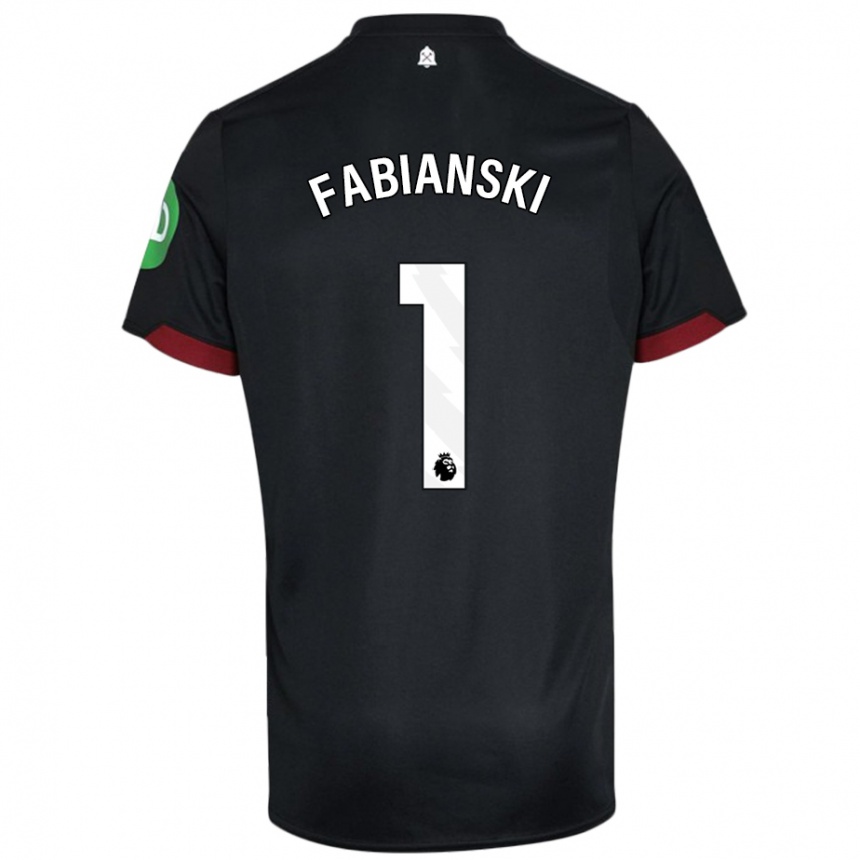 Kids Football Lukasz Fabianski #1 Black White Away Jersey 2024/25 T-Shirt Za