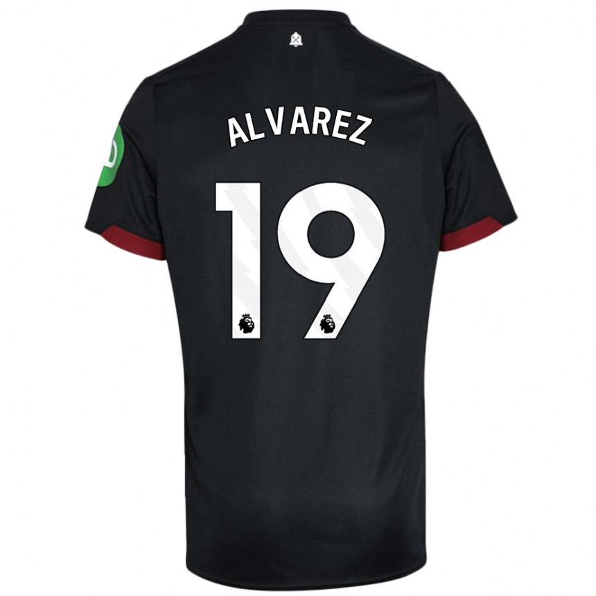 Kids Football Edson Alvarez #19 Black White Away Jersey 2024/25 T-Shirt Za