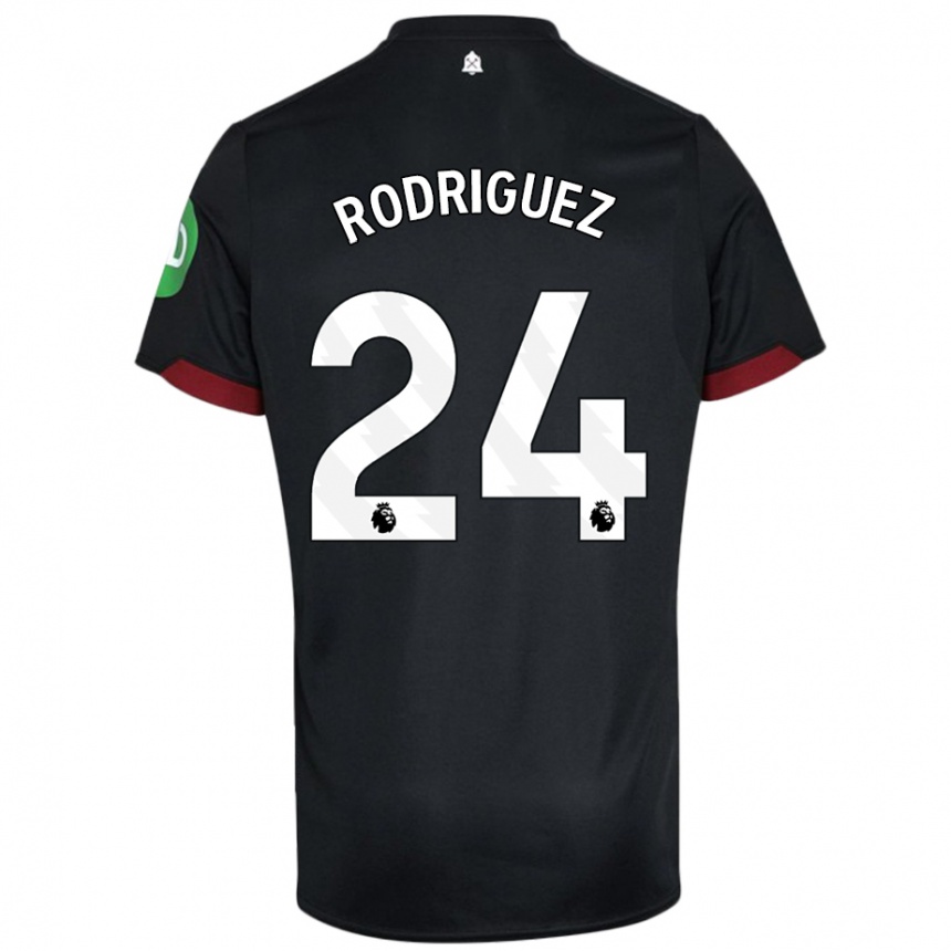 Kids Football Guido Rodríguez #24 Black White Away Jersey 2024/25 T-Shirt Za