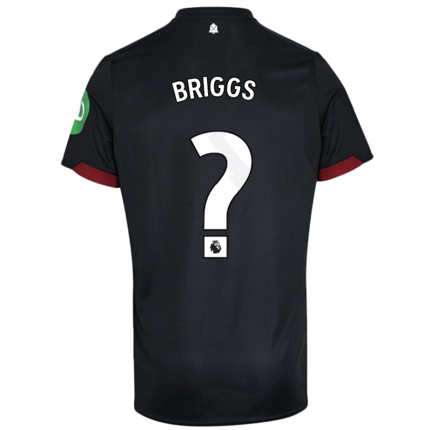 Kids Football Josh Briggs #0 Black White Away Jersey 2024/25 T-Shirt Za