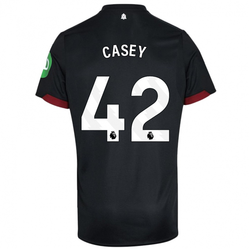 Kids Football Kaelan Casey #42 Black White Away Jersey 2024/25 T-Shirt Za