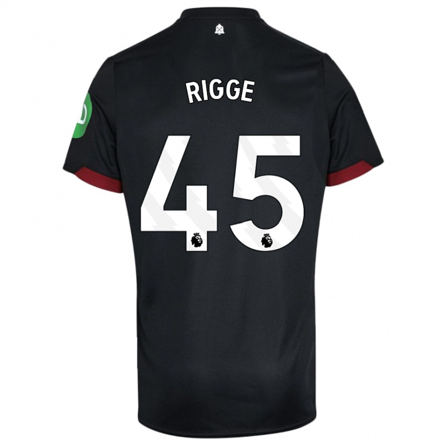 Kids Football Daniel Rigge #45 Black White Away Jersey 2024/25 T-Shirt Za