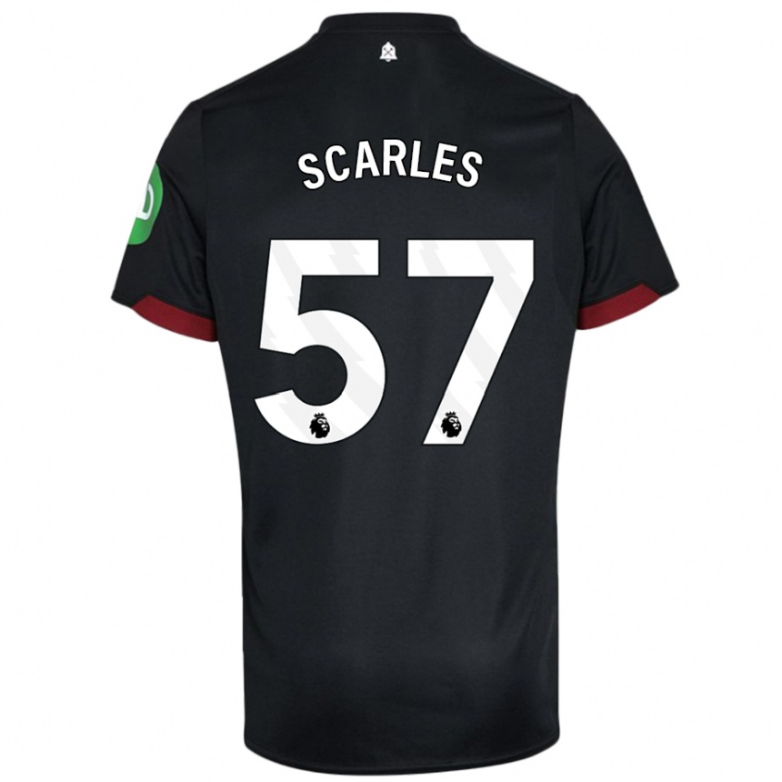 Kids Football Oliver Scarles #57 Black White Away Jersey 2024/25 T-Shirt Za