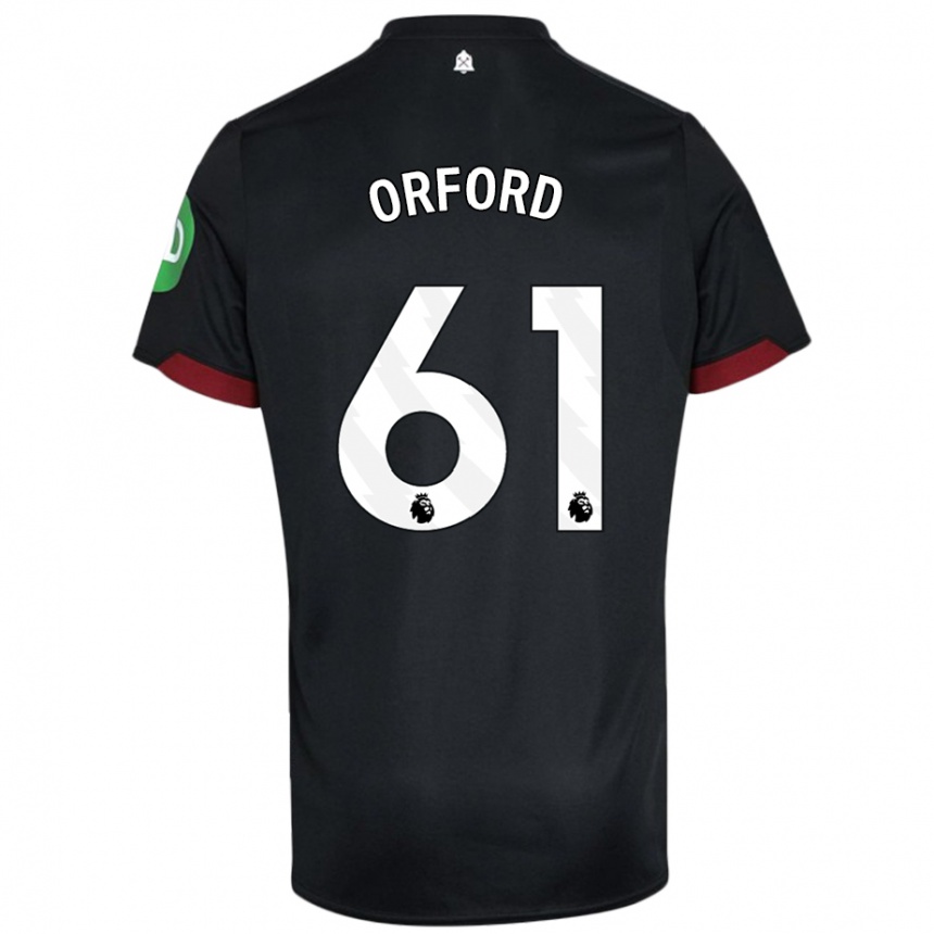 Kids Football Lewis Orford #61 Black White Away Jersey 2024/25 T-Shirt Za