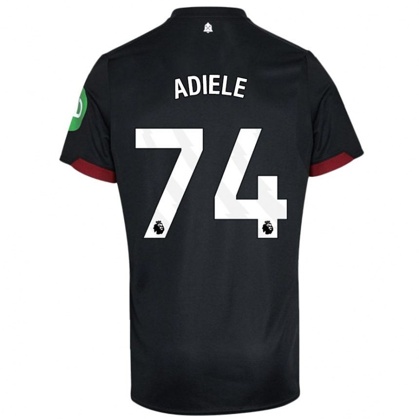 Kids Football Emeka Adiele #74 Black White Away Jersey 2024/25 T-Shirt Za