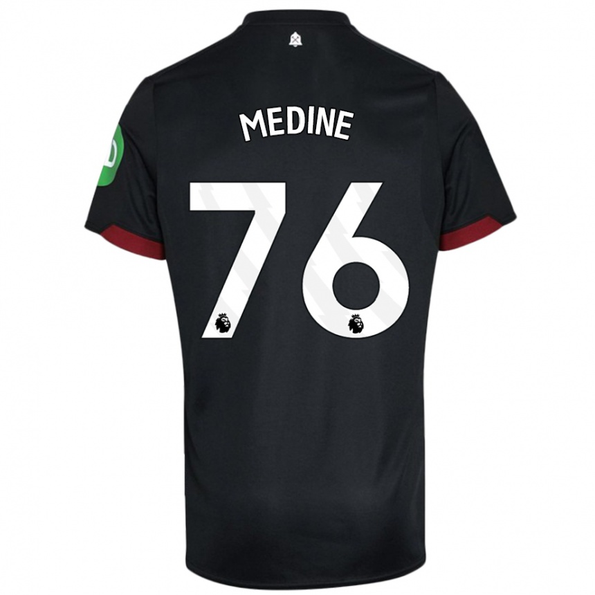 Kids Football Jethro Medine #76 Black White Away Jersey 2024/25 T-Shirt Za