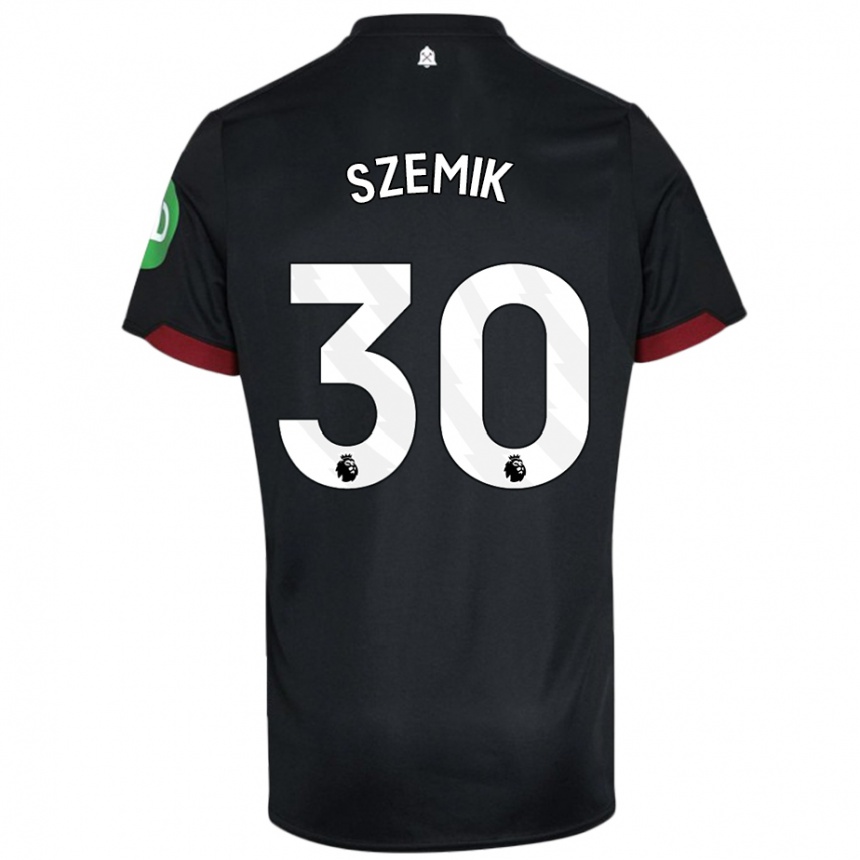 Kids Football Kinga Szemik #30 Black White Away Jersey 2024/25 T-Shirt Za