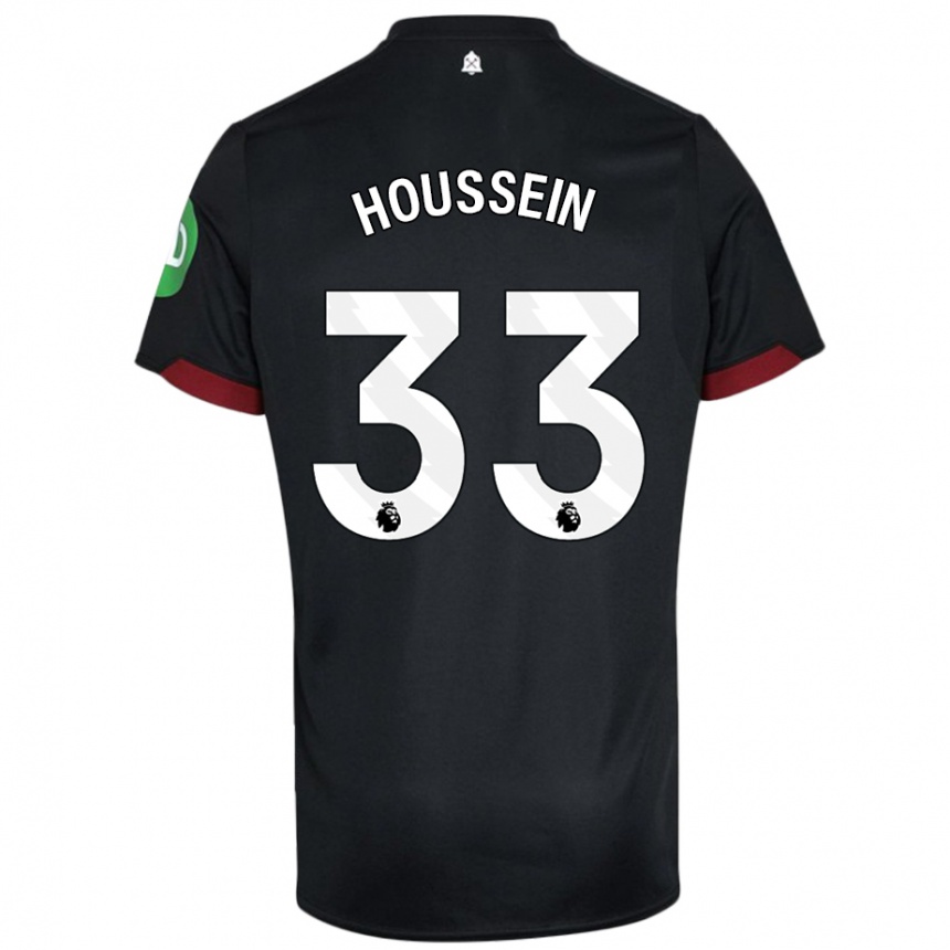 Kids Football Halle Houssein #33 Black White Away Jersey 2024/25 T-Shirt Za