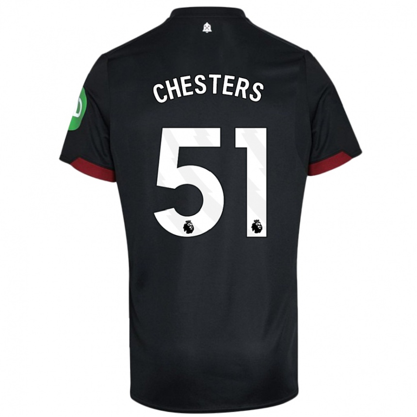 Kids Football Dan Chesters #51 Black White Away Jersey 2024/25 T-Shirt Za