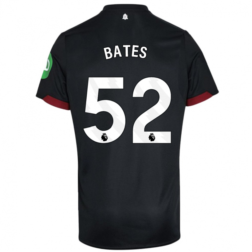 Kids Football Billy Bates #52 Black White Away Jersey 2024/25 T-Shirt Za