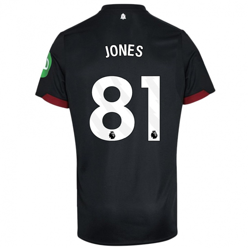 Kids Football Liam Jones #81 Black White Away Jersey 2024/25 T-Shirt Za