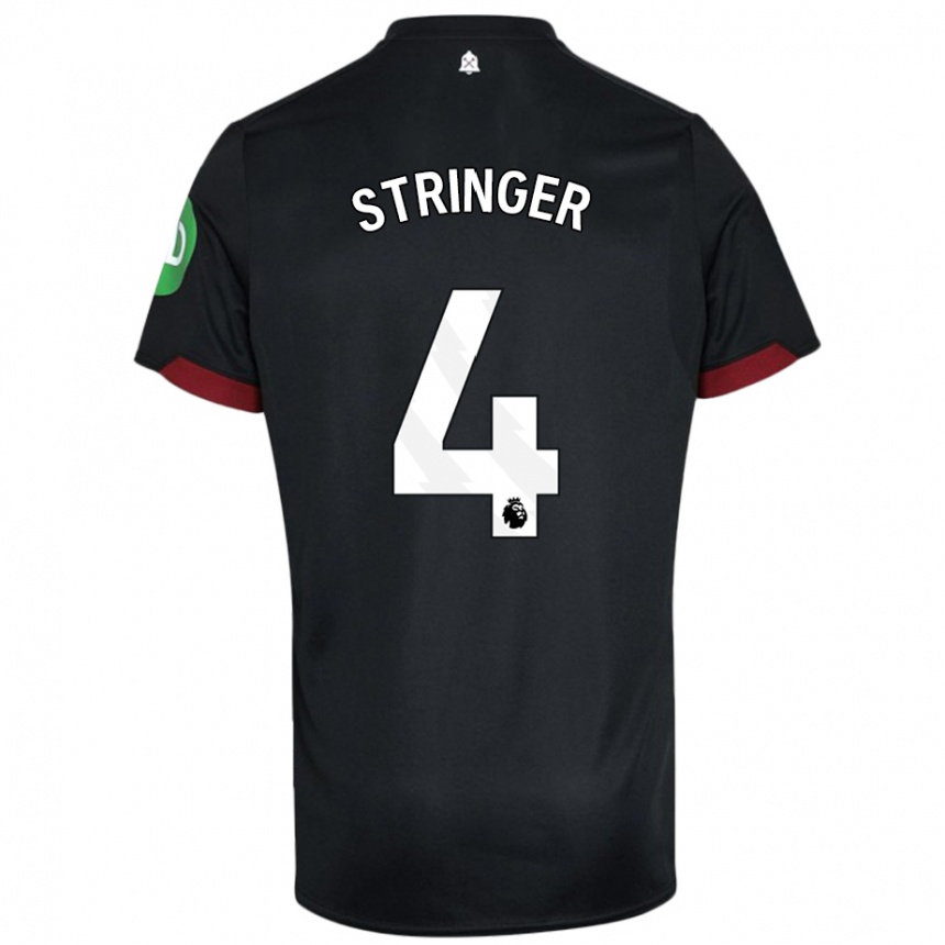 Kids Football Abbey Leigh Stringer #4 Black White Away Jersey 2024/25 T-Shirt Za