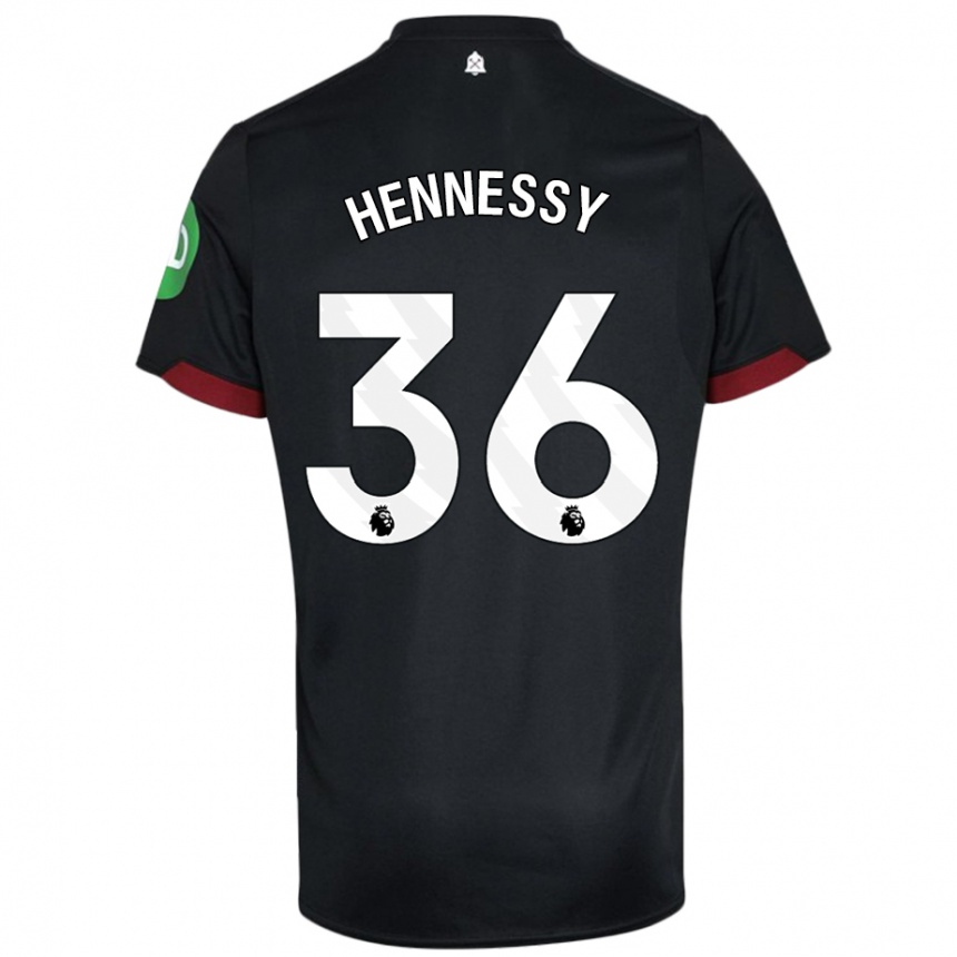 Kids Football Alexandra Hennessy #36 Black White Away Jersey 2024/25 T-Shirt Za