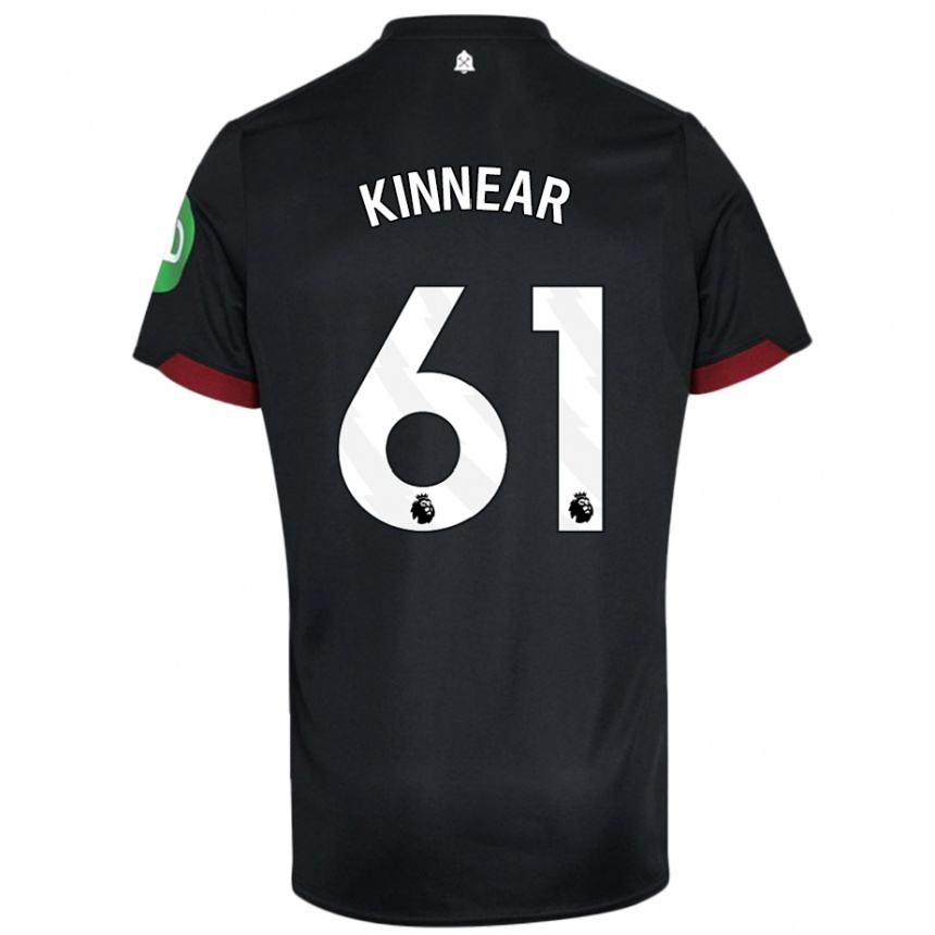 Kids Football Brian Kinnear #61 Black White Away Jersey 2024/25 T-Shirt Za