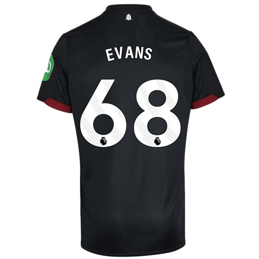 Kids Football Isaac Evans #68 Black White Away Jersey 2024/25 T-Shirt Za