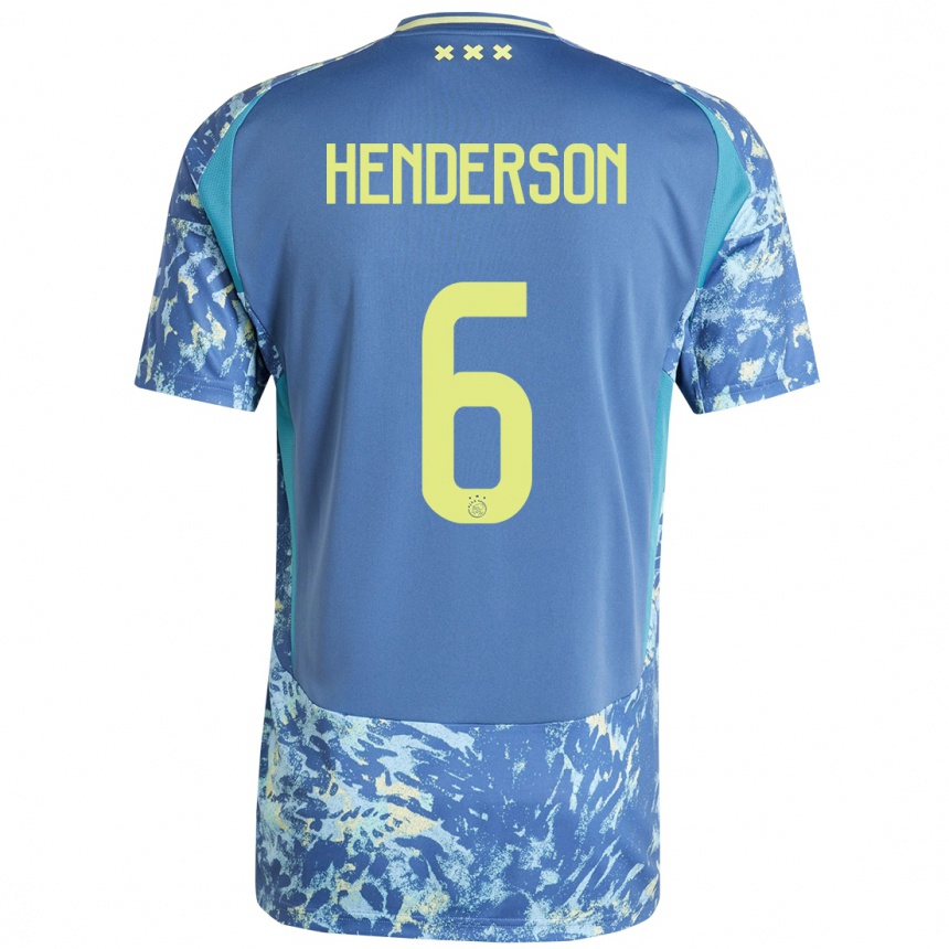 Kids Football Jordan Henderson #6 Grey Blue Yellow Away Jersey 2024/25 T-Shirt Za