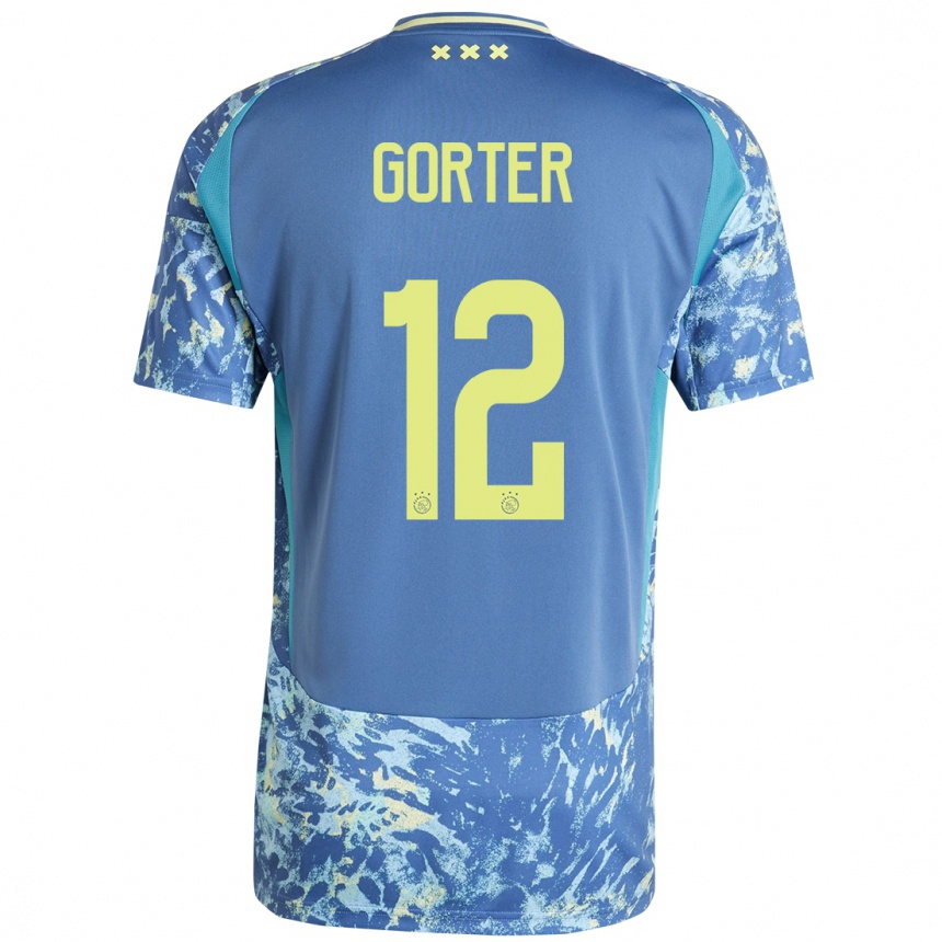 Kids Football Jay Gorter #12 Grey Blue Yellow Away Jersey 2024/25 T-Shirt Za