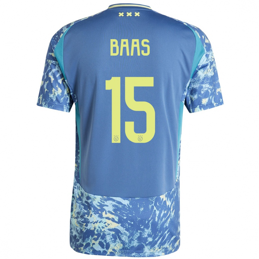 Kids Football Youri Baas #15 Grey Blue Yellow Away Jersey 2024/25 T-Shirt Za