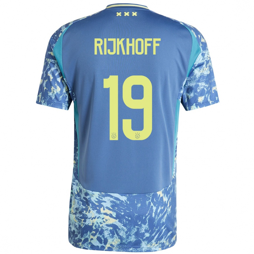 Kids Football Julian Rijkhoff #19 Grey Blue Yellow Away Jersey 2024/25 T-Shirt Za