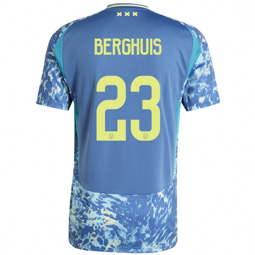 Kids Football Steven Berghuis #23 Grey Blue Yellow Away Jersey 2024/25 T-Shirt Za