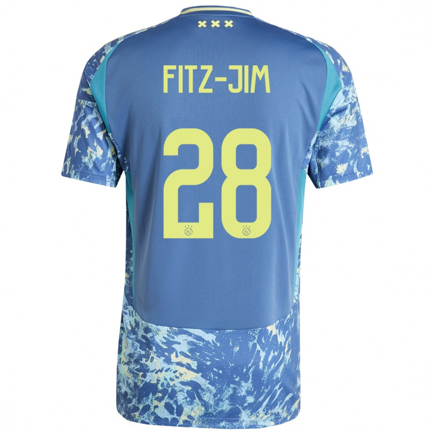 Kids Football Kian Fitz-Jim #28 Grey Blue Yellow Away Jersey 2024/25 T-Shirt Za