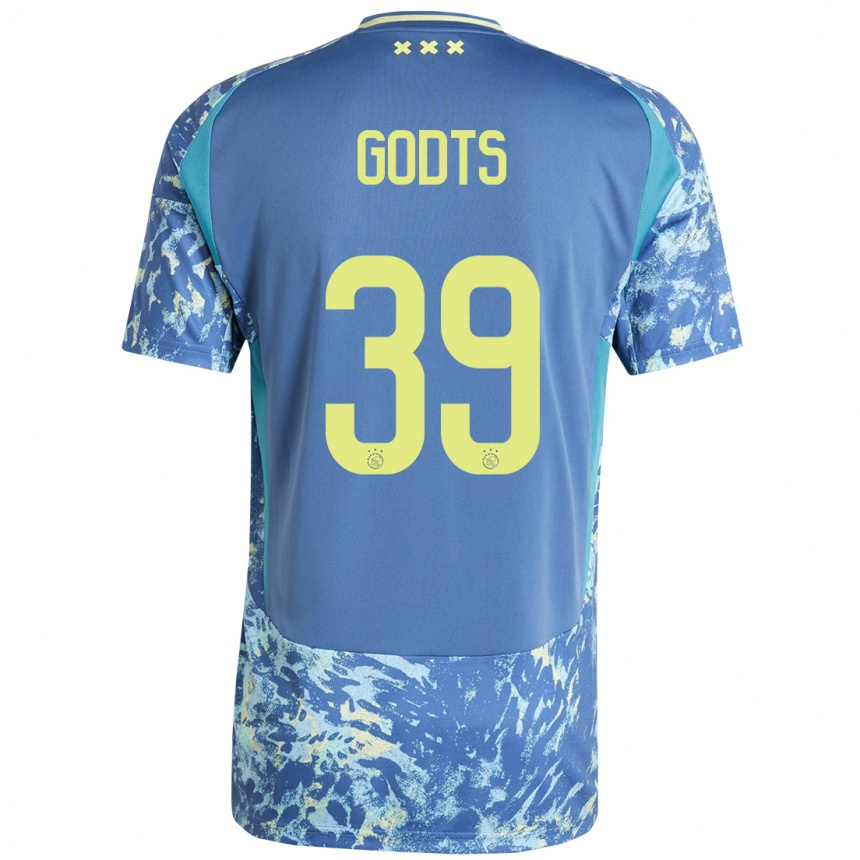 Kids Football Mika Godts #39 Grey Blue Yellow Away Jersey 2024/25 T-Shirt Za