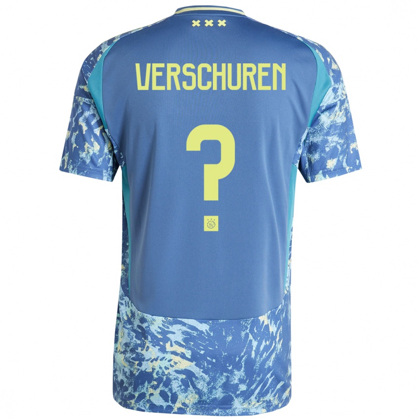 Kids Football Nick Verschuren #0 Grey Blue Yellow Away Jersey 2024/25 T-Shirt Za