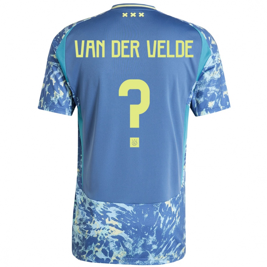 Kids Football Valentijn Van Der Velde #0 Grey Blue Yellow Away Jersey 2024/25 T-Shirt Za