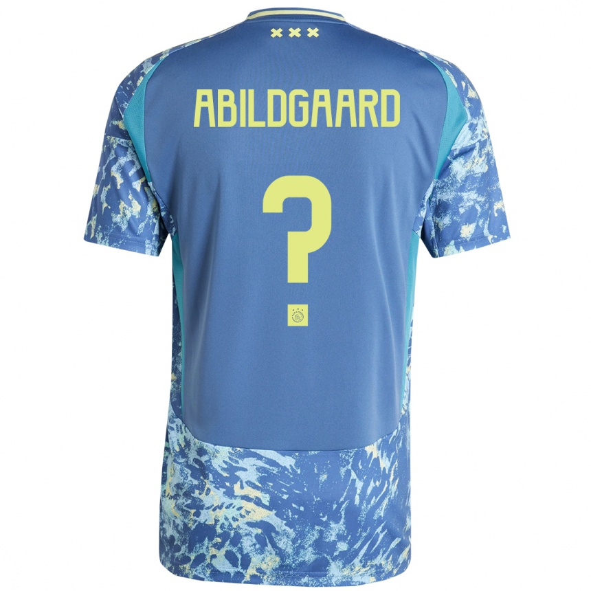 Kids Football Lasse Abildgaard #0 Grey Blue Yellow Away Jersey 2024/25 T-Shirt Za