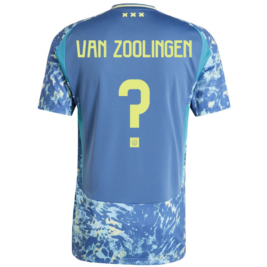 Kids Football Glenn Van Zoolingen #0 Grey Blue Yellow Away Jersey 2024/25 T-Shirt Za