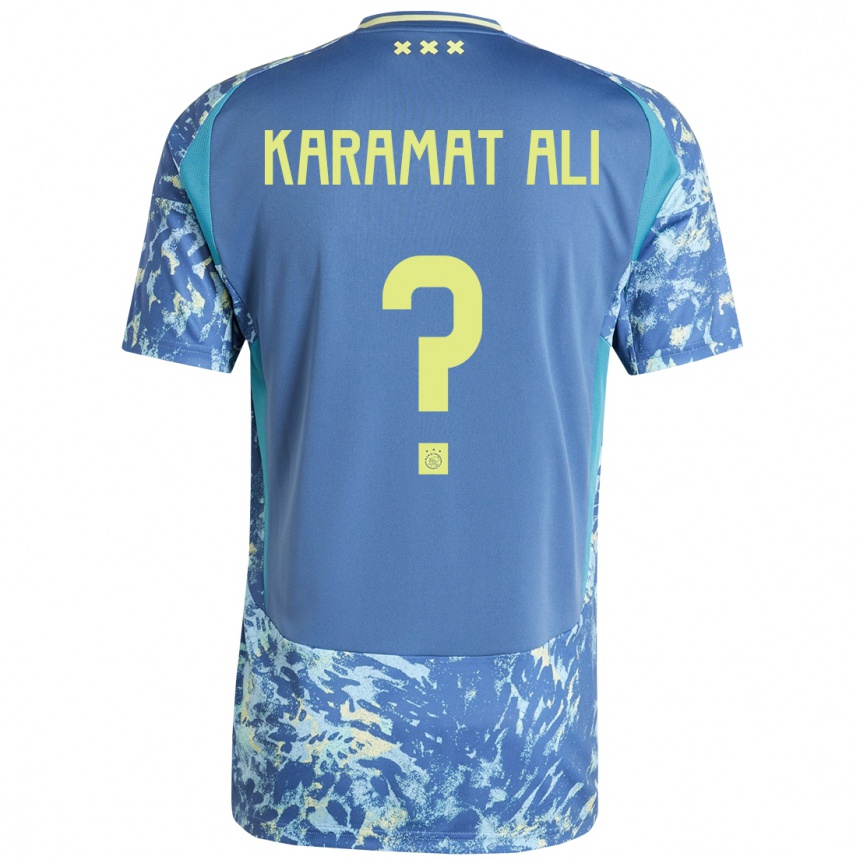 Kids Football Yaïr Karamat Ali #0 Grey Blue Yellow Away Jersey 2024/25 T-Shirt Za