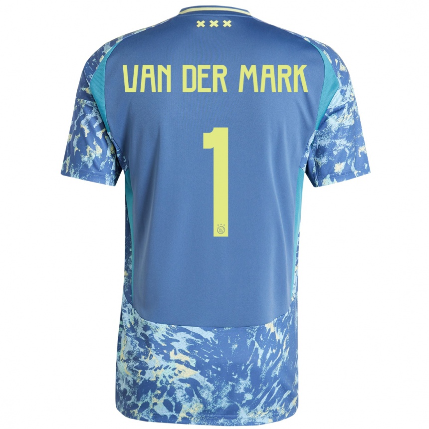 Kids Football Jesper Van Der Mark #1 Grey Blue Yellow Away Jersey 2024/25 T-Shirt Za