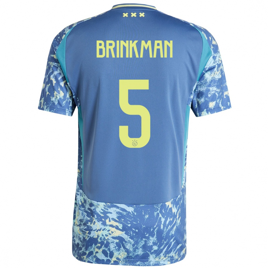 Kids Football Tim Brinkman #5 Grey Blue Yellow Away Jersey 2024/25 T-Shirt Za