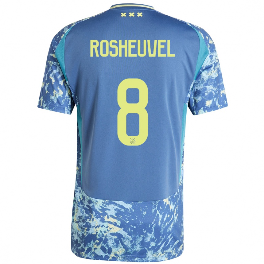 Kids Football Darren Rosheuvel #8 Grey Blue Yellow Away Jersey 2024/25 T-Shirt Za