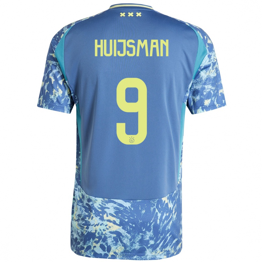 Kids Football Mitchi Huijsman #9 Grey Blue Yellow Away Jersey 2024/25 T-Shirt Za