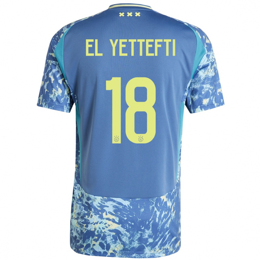 Kids Football Adil Amghar El Yettefti #18 Grey Blue Yellow Away Jersey 2024/25 T-Shirt Za