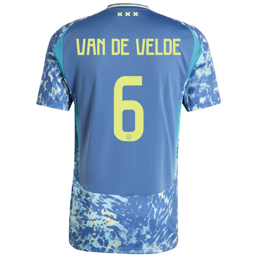 Kids Football Jonna Van De Velde #6 Grey Blue Yellow Away Jersey 2024/25 T-Shirt Za