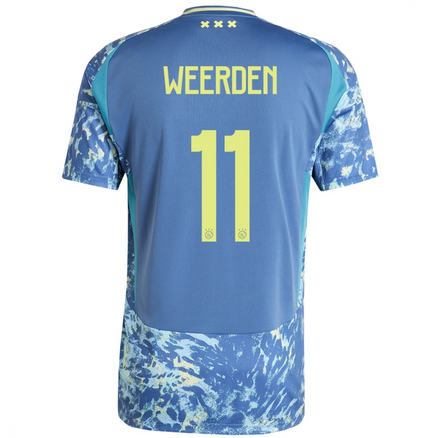 Kids Football Ashleigh Weerden #11 Grey Blue Yellow Away Jersey 2024/25 T-Shirt Za