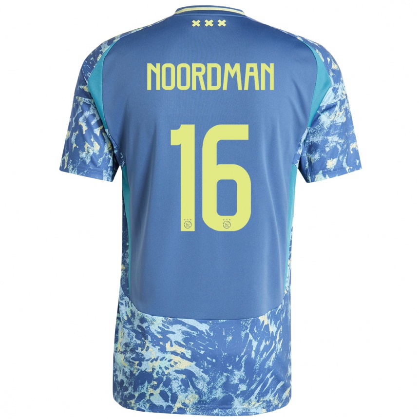 Kids Football Danique Noordman #16 Grey Blue Yellow Away Jersey 2024/25 T-Shirt Za