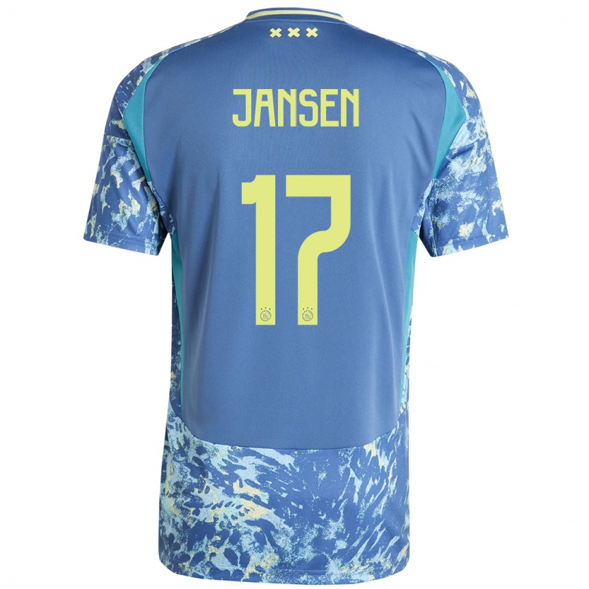 Kids Football Bente Jansen #17 Grey Blue Yellow Away Jersey 2024/25 T-Shirt Za