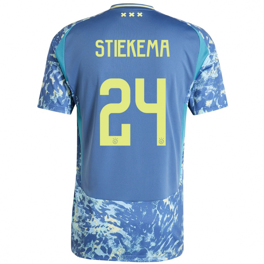 Kids Football Iris Stiekema #24 Grey Blue Yellow Away Jersey 2024/25 T-Shirt Za