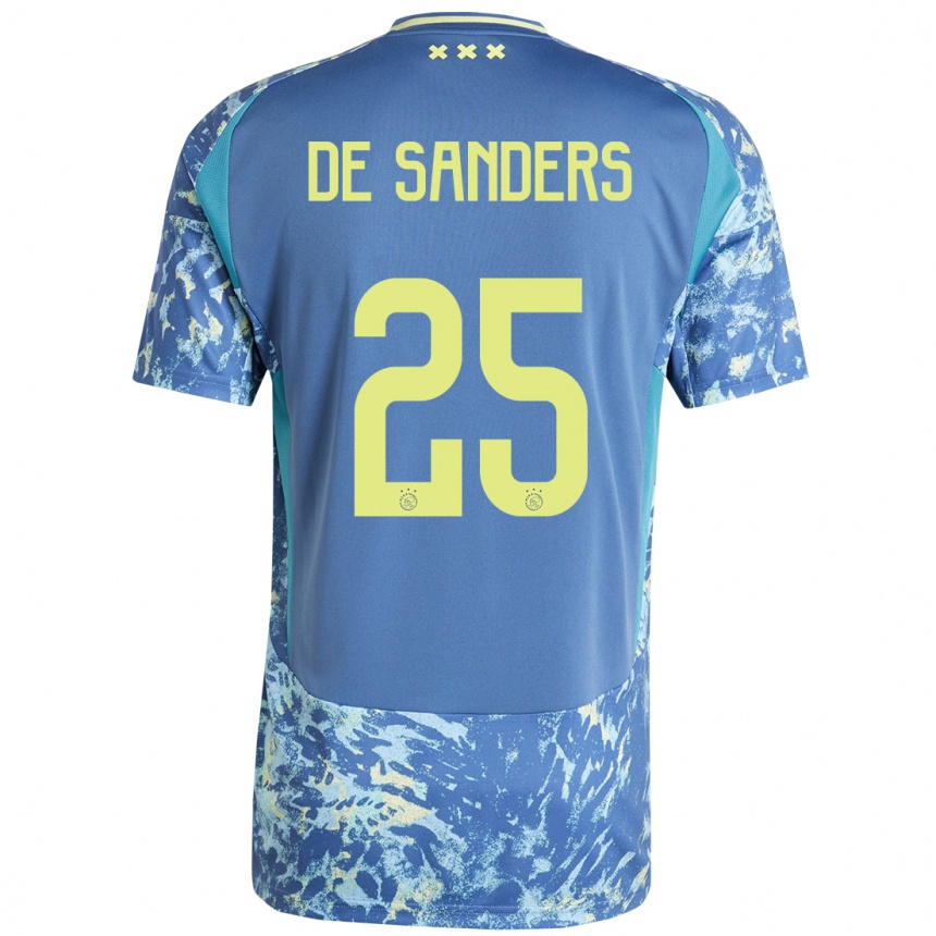 Kids Football Kay-Lee De Sanders #25 Grey Blue Yellow Away Jersey 2024/25 T-Shirt Za