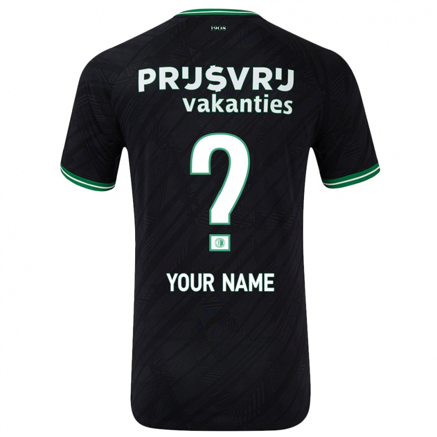 Kids Football Your Name #0 Black Green Away Jersey 2024/25 T-Shirt Za