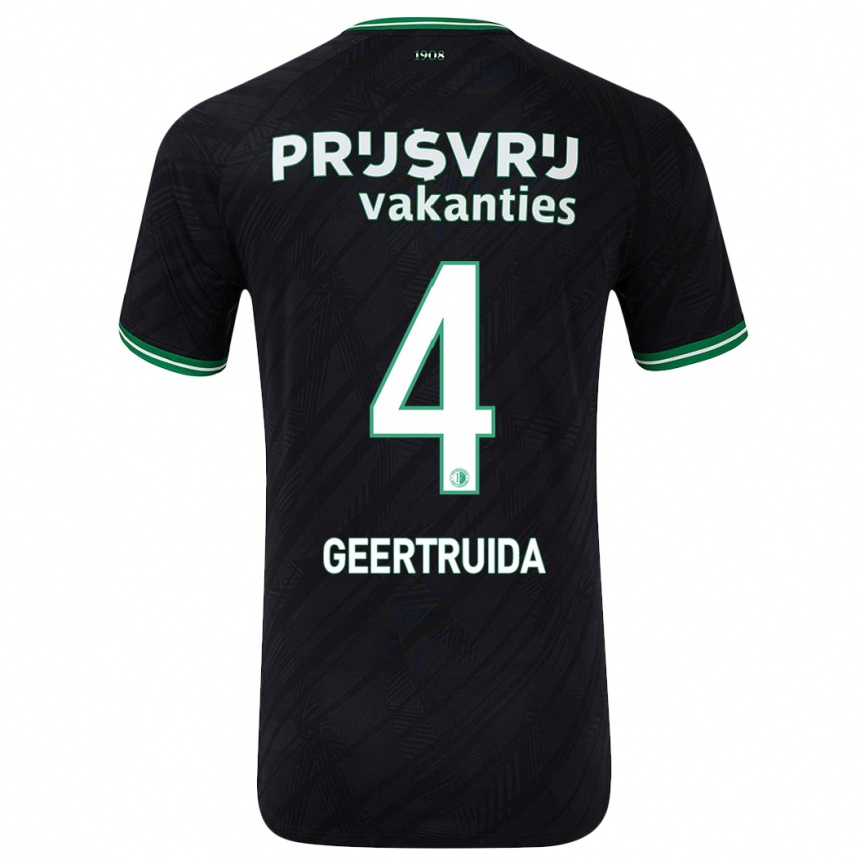 Kids Football Lutsharel Geertruida #4 Black Green Away Jersey 2024/25 T-Shirt Za