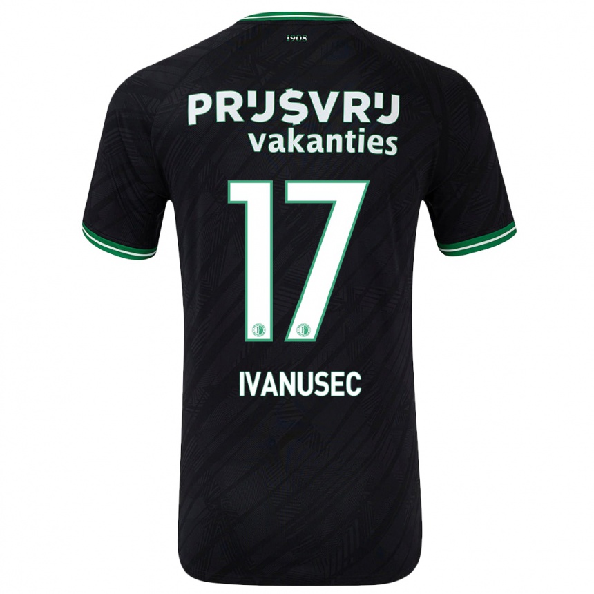 Kids Football Luka Ivanusec #17 Black Green Away Jersey 2024/25 T-Shirt Za