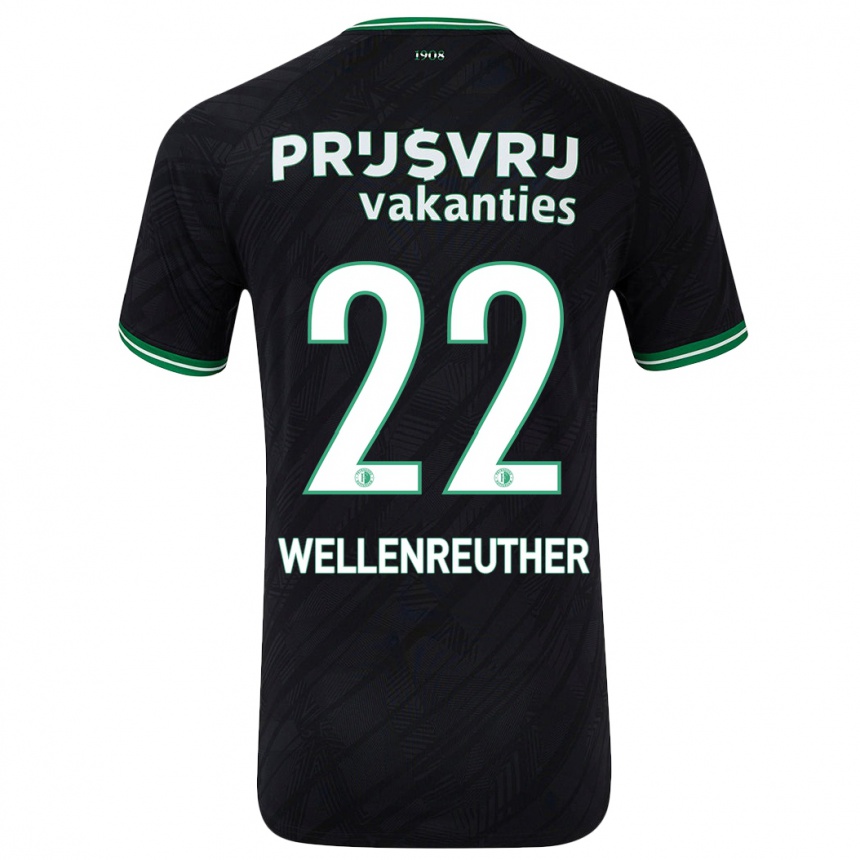 Kids Football Timon Wellenreuther #22 Black Green Away Jersey 2024/25 T-Shirt Za