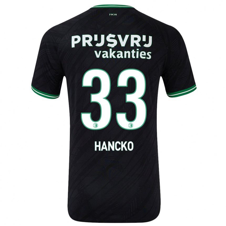 Kids Football David Hancko #33 Black Green Away Jersey 2024/25 T-Shirt Za