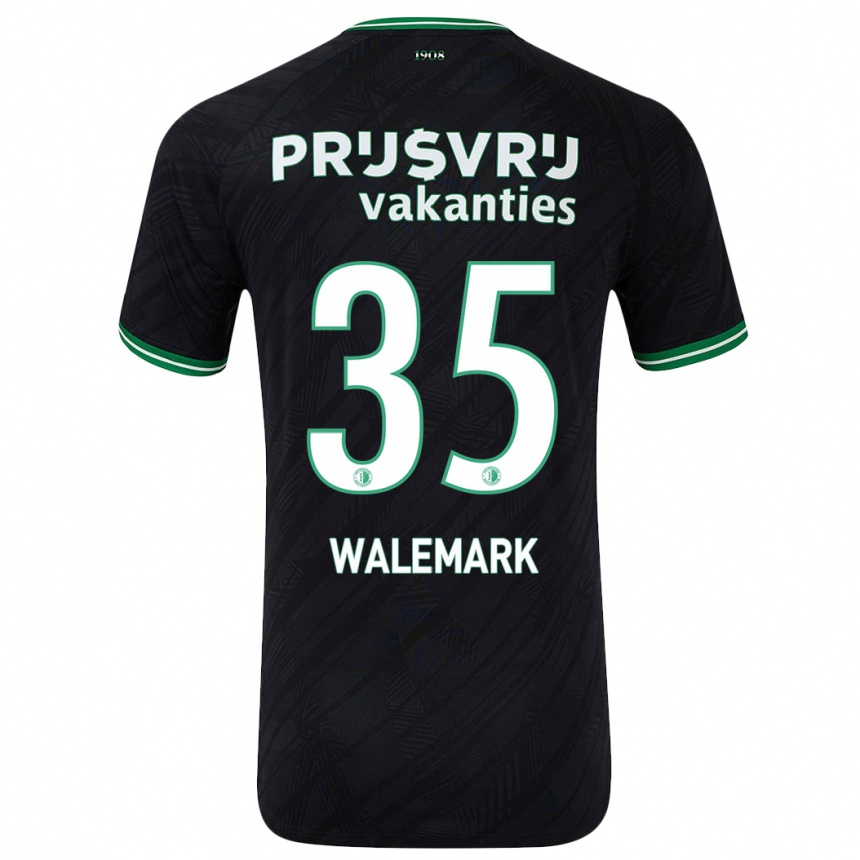 Kids Football Patrik Walemark #35 Black Green Away Jersey 2024/25 T-Shirt Za