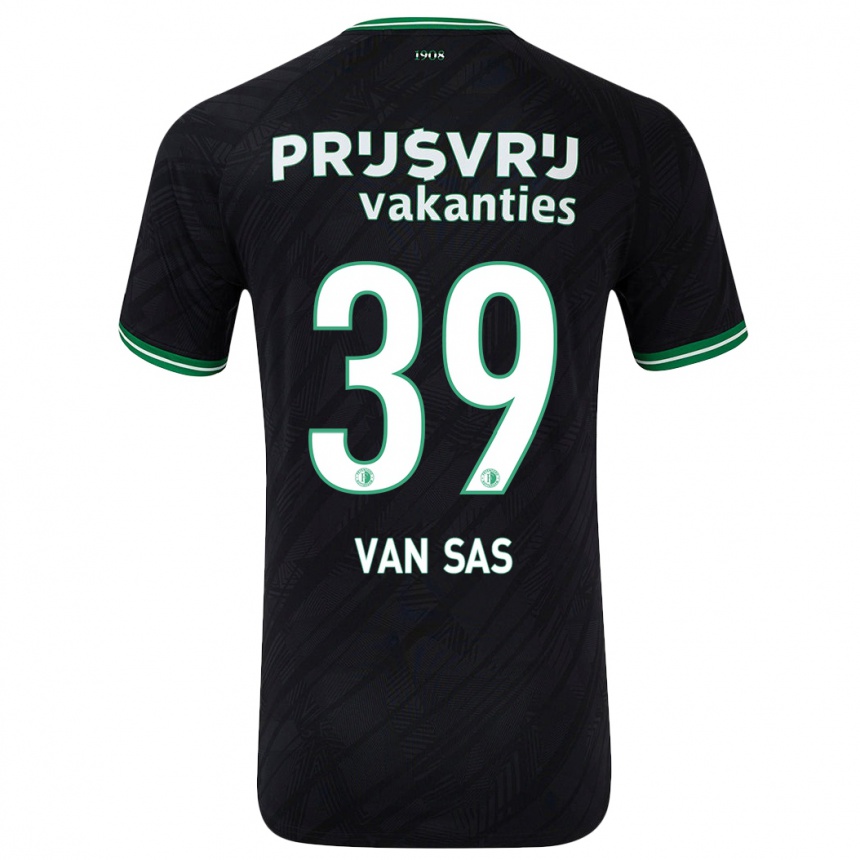 Kids Football Mikki Van Sas #39 Black Green Away Jersey 2024/25 T-Shirt Za