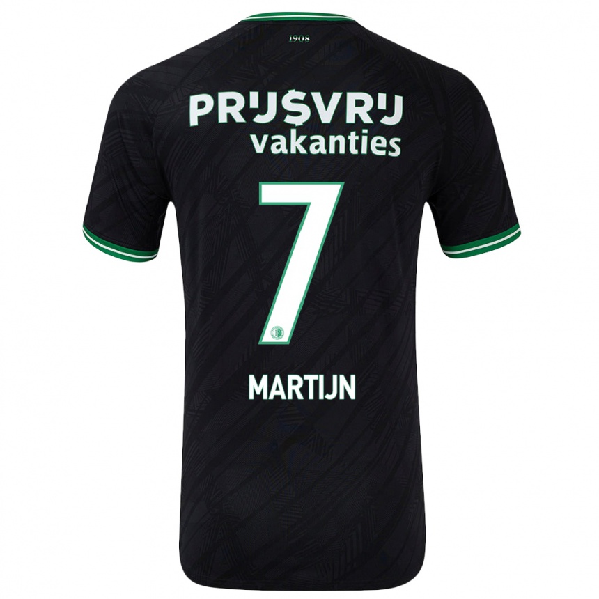 Kids Football Rowendley Martijn #7 Black Green Away Jersey 2024/25 T-Shirt Za